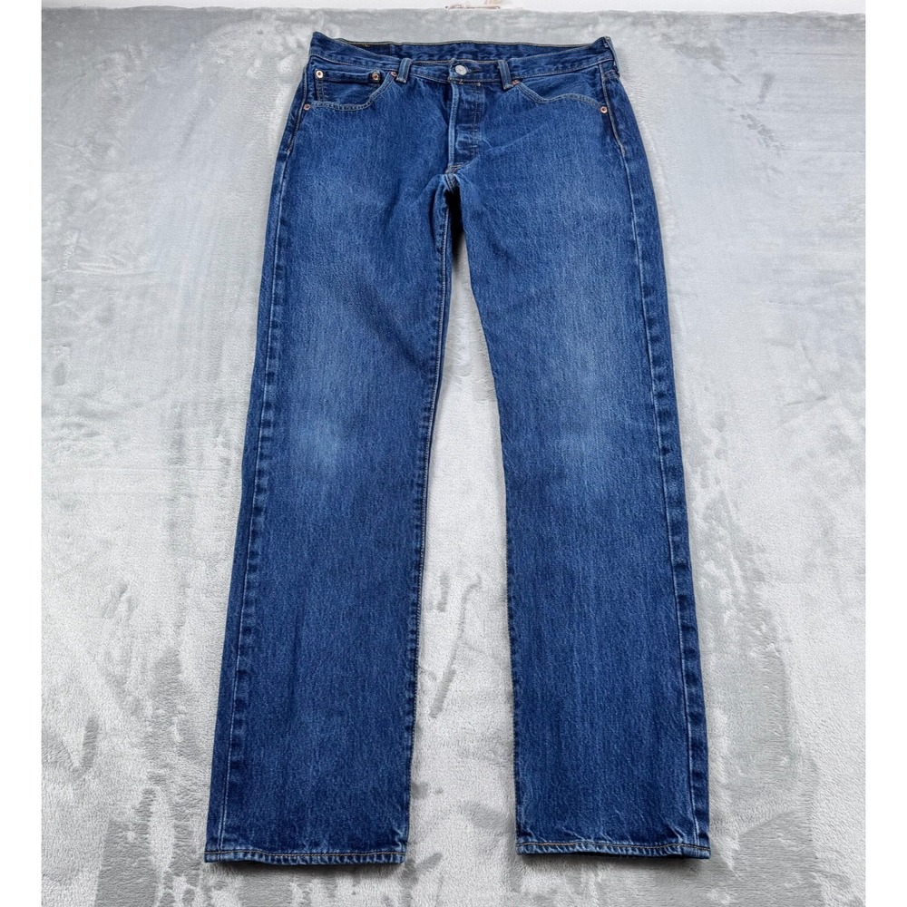 Levis Jeans Mens 33 Blue 501 Original Fit Straight Leg Denim Pants Classic